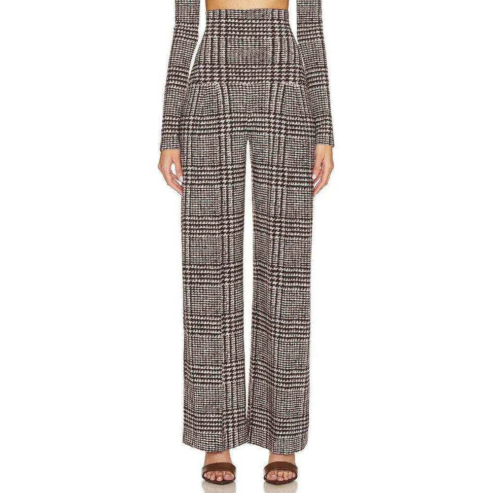 Norma Kamali Plaid Wide Leg Pants